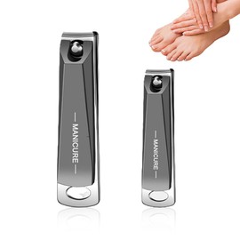 QOWIJEX Set of 2 Nail Clippers for Fingernail & Toenail - Nail Clipper Fingernail Clippers Suitable for All Nail Types