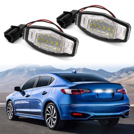 2 Pcs LED License Plate Light Lamp Tag Lights Compatible with Honda MDX TSX TL ILX RDX RL Accord Odyssey Civic Sedan Pilot Rear Tag Lights, Powered by 18-SMD 6000K White