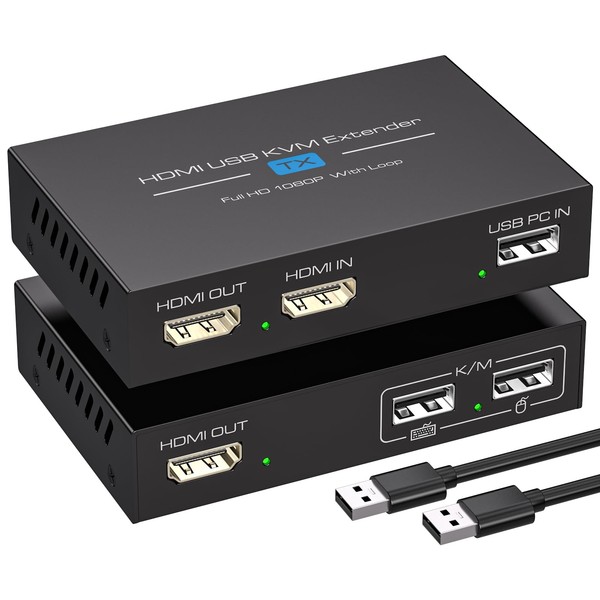 VPFET HDMI KVM USB Extender 394ft 120M Over Cat 5e