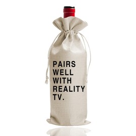 DOI-LANEE Pairs Well with Reality TV Wine Bag, Pandemic Gifts for Best Friend, Funny Best Friend Gift Wine Bag (DL073)