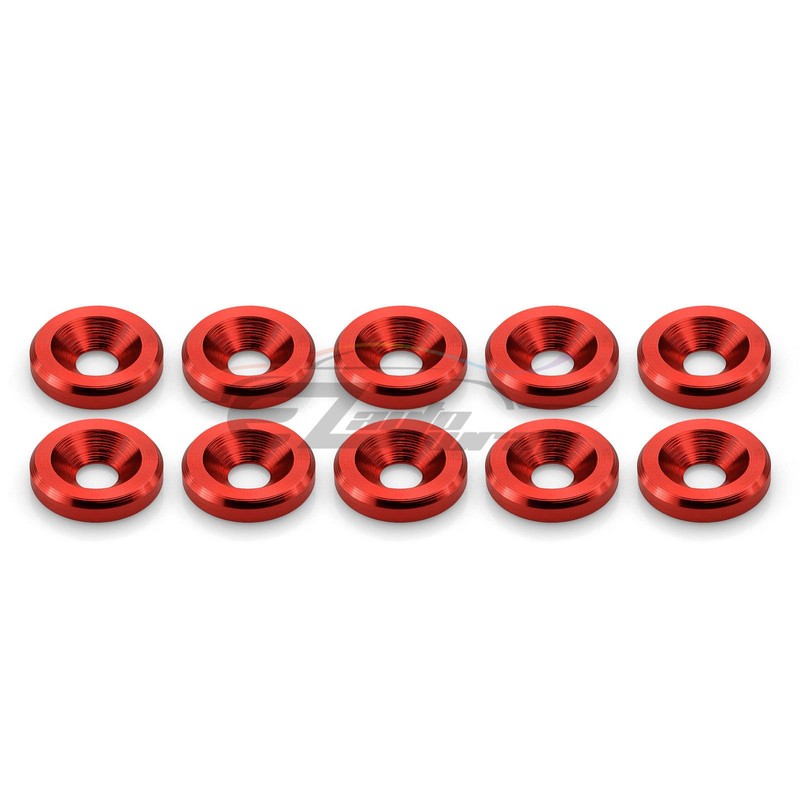 EZAUTO WRAP 10pcs Orange Billet Aluminum Fender Bumper Washer Bolt