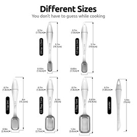 U-Taste 18/8 Stainless Steel Rectangular Measuring Spoons: Narrow Square Measure Teaspoon Tablespoon with Leveler, Heavy Duty Kitchen Metal Jar Scoop for Baking Cooking Ingredients (Set of 6)