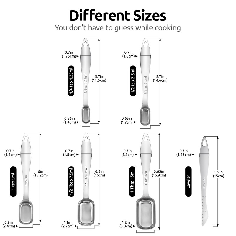 U-Taste 18/8 Stainless Steel Rectangular Measuring Spoons: Narrow Square Measure