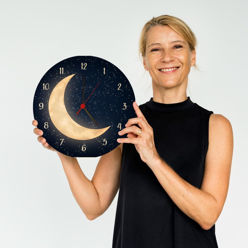 speecheese Night Sky with Half Moon Wall Clock Beautiful Clock