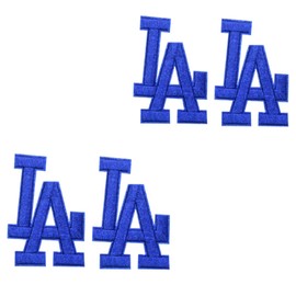 Iron on Patches Sports LA Los Angeles Teams Letter - Pack of 4 - Ideal for Shirts, Jackets, Hats, Jeans, Shoes, Bags - Durable, Easy Apply (LA Blue 3.5" x 2.5" pk4)