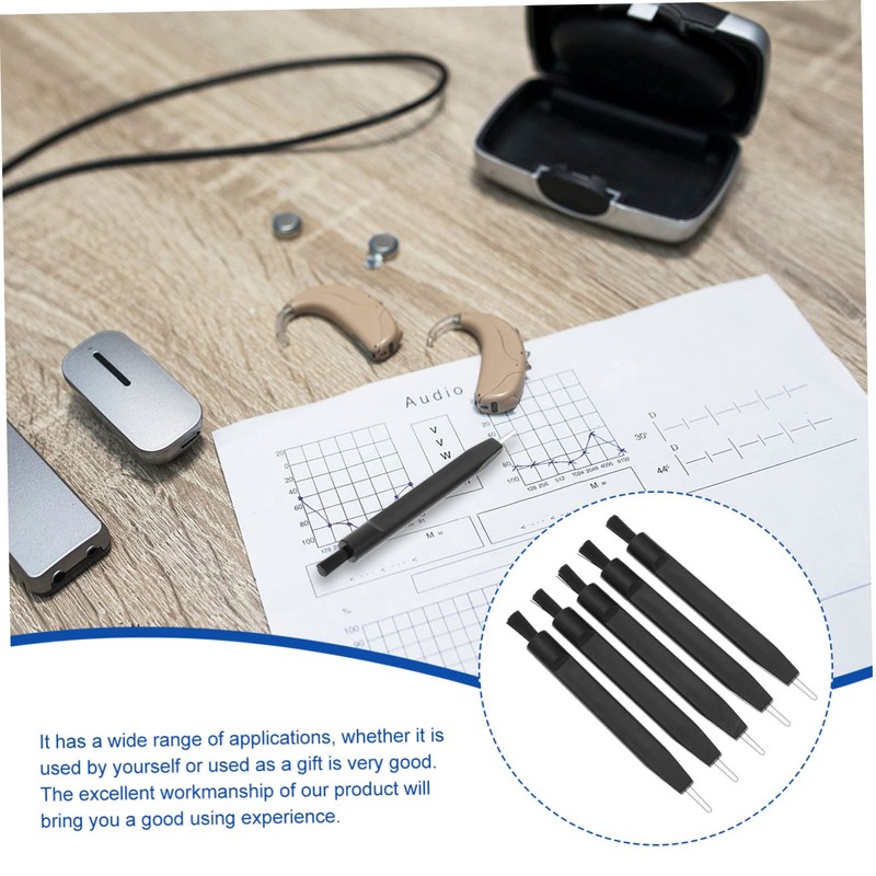 Beavorty Hearing Aid Cleaning Brush Kit 5pcs U-Shaped Hook Nylon
