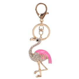 HEEPDD Rhinestone Keychain, Elegant Pink Crystal Flamingo Keyring Charm Pendant Purse Bag Key Chain Keychain Pink Decorative Pendant Ornament