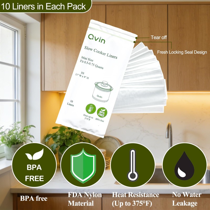 Slow Cooker Liners 9"x11" 10 Count Mini Size Disposable Pot