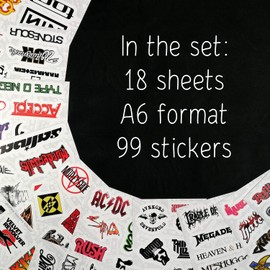 BulbaCraft Classic Rock Stickers - 100pcs, Waterproof, Guitar & Music Themed, 50-70s Rock and Roll Gifts