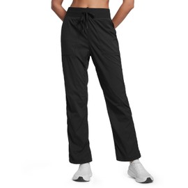 CRZ YOGA Lightweight Straight Leg Workout Pants for Women 28" Casual Ruched Work Gym Athletic Joggers with Pockets Black Small