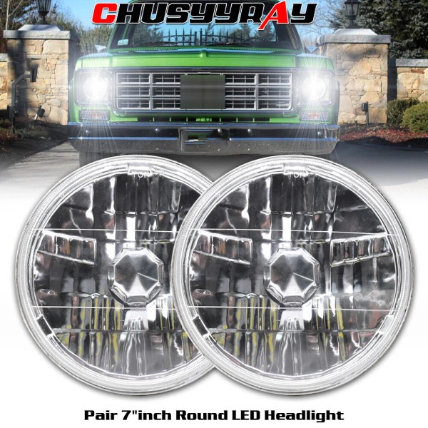 CHUSYYRAY 2x DOT 7"inch Round LED Headlights High-Low Beam For