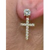 Harlembling Real MOISSANITE 14k Gold Plated Dangle Cross Studs Earrings