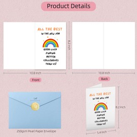 JYfeel Funny Coworker Leaving Card Rainbow - Goodbye Gifts for Women Men Colleague - Farewell Going Away Card New Job Good Luck Wishes with Blue Envelope & Seal CLRNBO1B