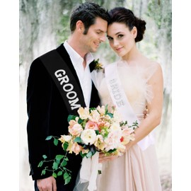 2 Pack Bride and Groom Sash, Bride to be Sash Groom to be Sashes Bridal Shower Sashes Bachelorette Party Bachelor Party Favor Engagement Outfit Pearl Decorations Accessories