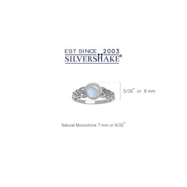 Silvershake 7mm Natural Round Shape Moonstone White Gold Plated 925 Sterling Silver Celtic Knot Solitaire Ring Size 10.5