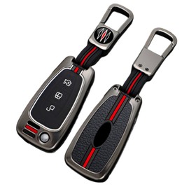 OTMIK Zinc Alloy Car Flip Key Case Cover Keychain for Ford Fiesta Mondeo 3 4 5 MK3 MK4 MK5 Focus 3 4 Ranger S C Max Explorer (Matt, 3 Buttons D), matt