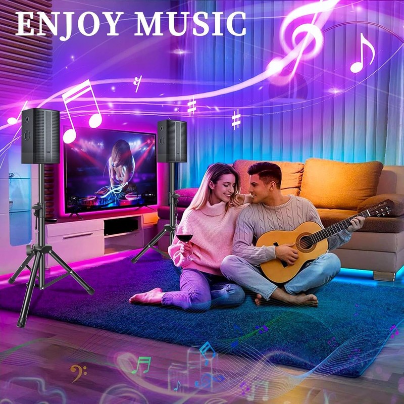 GZGDLJQ Heavy Duty Speaker Stands Pair LED Multi Colors, DJ