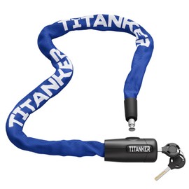 Titanker Bike Chain Lock with Key, 3.3 Feet Heavy Duty Anti-Theft Bike Lock Chain Security Bicycle Chain Locks for Bike, Motorcycle, Bicycle, Door, Gate, Fence, Grill (6mm Thick Chain, Blue)