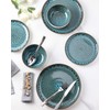 GBHOME Ceramic Dinnerware Sets, 12 Piece Embossed Elegant Stoneware Plates