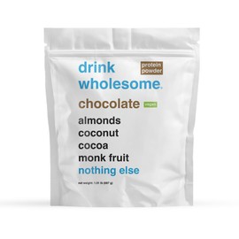 drink wholesome Vegan Chocolate Almond Protein Powder for Sensitive Stomachs | Minimally Processed, Whole-Food Protein | Additive-Free, Dairy-Free, Gluten-Free | Low Sodium