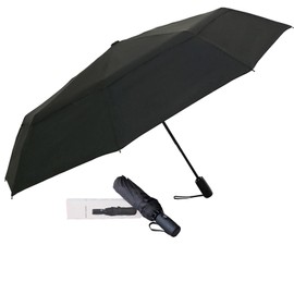 AMVUZ Regenschirm Sturmfest Reise Winddichte Auf-Zu-Automatik Taschenschirm,210T Teflon-Beschichtung Schirm (Schwarz Doppelt)