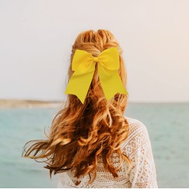 Yellow Jumbo Bow Clip with Tails