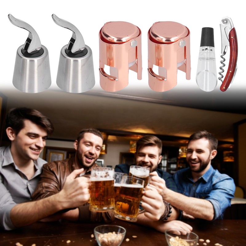 6pcs Wine Tool Kit Champagne Stopper Wine Preservation Cork Wine