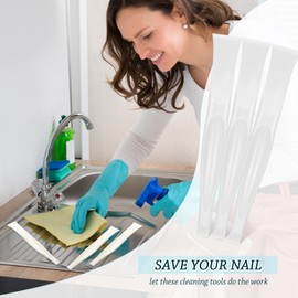 Honoson Non-scratch Plastic Scraper Tool Carbon Fiber Plastic Cleaning Tool Pen-shaped Stiff Scraper for Kitchen Sticker Scratch Cleaning(White)