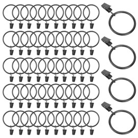 150 Packs 1.5 Inch Metal Openable Curtain Rings with Clips, Decorative Drapery Rustproof Vintage Curtain Rings with Strong Hooks for Room, Bathroom and Parlor Window, Black, by GENHAKON