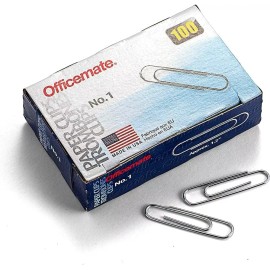 OFFICEMATE 99911 Paper Clips,No. 1,Silver,Steel