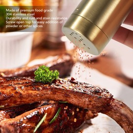 2Pcs Gold Jar, Airtight Seasoning Bottle with Top Rotatable Shaker Seasoning Bottles Spices Container Bottles for Salt Sugar Pepper Paprika