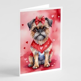 Caroline's Treasures DAC5302GCA7P Brussels Griffon My Valentine Greeting Cards Pack of 8 Blank Cards with Envelopes Whimsical A7 Size 5x7 Blank Note Cards