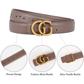 Aurolran Women's Leather Belt with Buckle - Ideal for Dresses, Jeans, and Coats