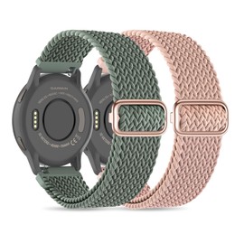 EverAct 20mm Braided Stretchy Nylon Watch Straps Compatible with Garmin Vivoactive 3/3 Music/Venu/Venu 2 Plus/Sq,Soft Elastic Fabric Wristband for Vivoactive 5/Vivomove HR/Forerunner 245/645/55