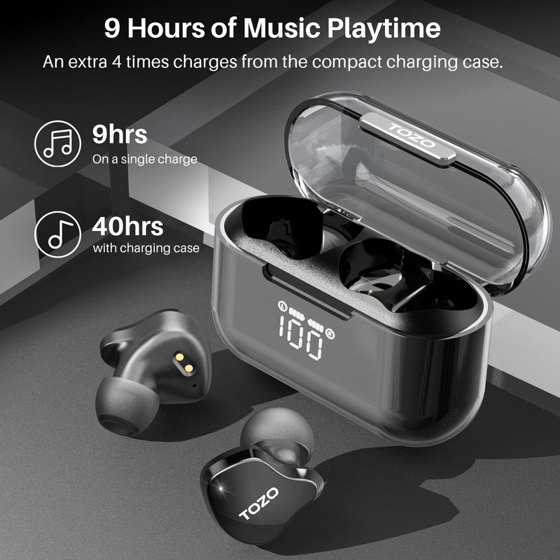 TOZO T18 Wireless Earbuds Bluetooth Headphones 5.3, IPX8 Waterproof Ear