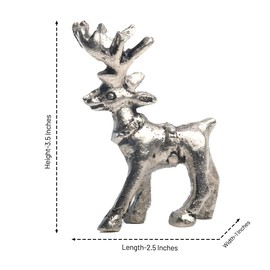 Wonder Care Christmas Reindeer Figurine, Home Decorations for Living Room, Standing Christmas Deer, Table Statue, Miniature Reindeer Figures, Gold & Silver, Reindeer Collection