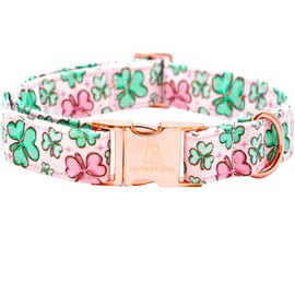 Lionheart glory St. Patrick Dog Collar, Clover Pink Collar for Small Dogs Spring Female Dog Collars Adjustable Heavy-Duty Dogs Collar Pet Gift