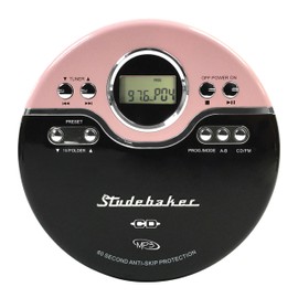 Studebaker SB3703PBB Joggable Personal CD/MP3 Player with FM PLL Radio - Pink & Black