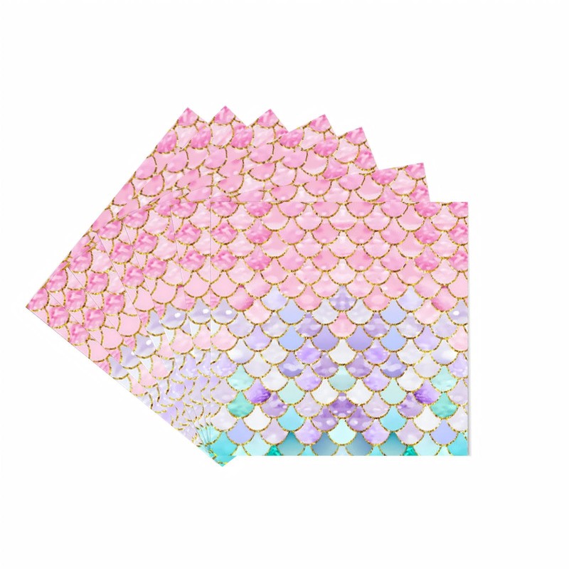 GHKJOK 2 Pack Mermaid Scale Tablecloths with 20 Napkins –