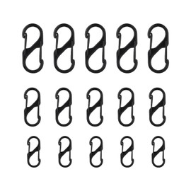 15pcs Zipper Clip Theft Deterrent, Backpack Zipper Lock Clip Quick Disconnect Carabiner Clip Keeps Zippers Closed Keychain Locking Clip Dual Wire Gate Clip for Camping Outdoor (Black, 3 Sizes)