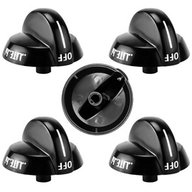 Funmit 316220009 Top Burner Stove Knob Replacement for Frigidaire Replaces AP4322122 PS1991531 EAP1991531 (Black, 5 Pack)