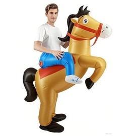 DIKYM Inflatable Horse Costume Adults Inflatable Cowboy Riding Horse Costumes Adult Ride on Costume for Men Women