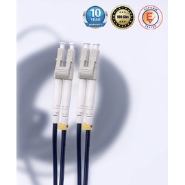 Elfcam® - 30m/98.4ft Outdoor and Indoor Shielded Armored Fiber Optic Cable LC/UPC to LC/UPC OM3 Multimode Duplex 50/125μm LSZH, Black (30M)