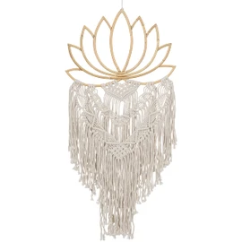 GURU SHOP Macrame Wall Hanging/Wall Decoration in Boho Style, Cotton - Lotus, White, 82 x 41 x 2 cm, Masks & Wall Decoration