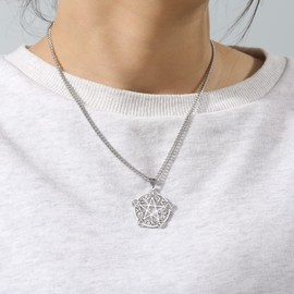 TEAMER Pentagram Necklace Tree of Life Pendant Stainless Steel Pentagram Pendant Pagan Jewellery for Women, Stainless Steel