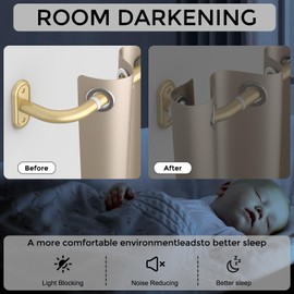 JRZOO Wrap Around Curtain Rods Gold, Blackout Heavy Duty Curtain Pole for Windows 48 to 84 Inch, 1" Decorative Room Darkening Curved Modern Drapery Rod (Gold/Unique Design/All Matel)