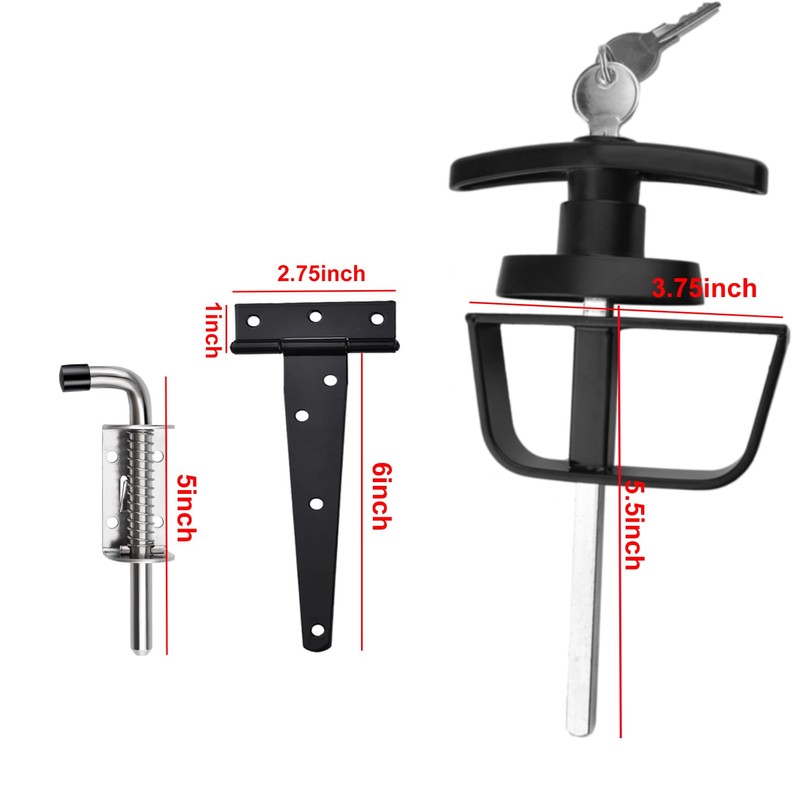 Shed Door Hardware Kit- Includes Hinges, Latches, and T-Handle Lock,