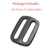 Bestgle 100pcs 1 inch Plastic Tri-Glide Slides Buckles Kit Adjustable