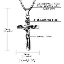 Supcare Stainless Steel Crucifix Cross Necklaces Ash Holder Pendants Memorial Cremains Urn Jewellery Loss of Father Gift