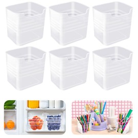 6 Pcs Refrigerator Organizer Bins,Clear Plastic Fridge Side Door Storage Box,Stackable Food Fruit,Vegetable,Cereals Containers Set for Pantry Picnic Office Kitchen Organization